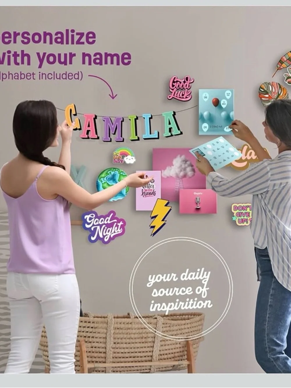 Wall Collage Making Kit‎ - Pink Multicolor Stickers